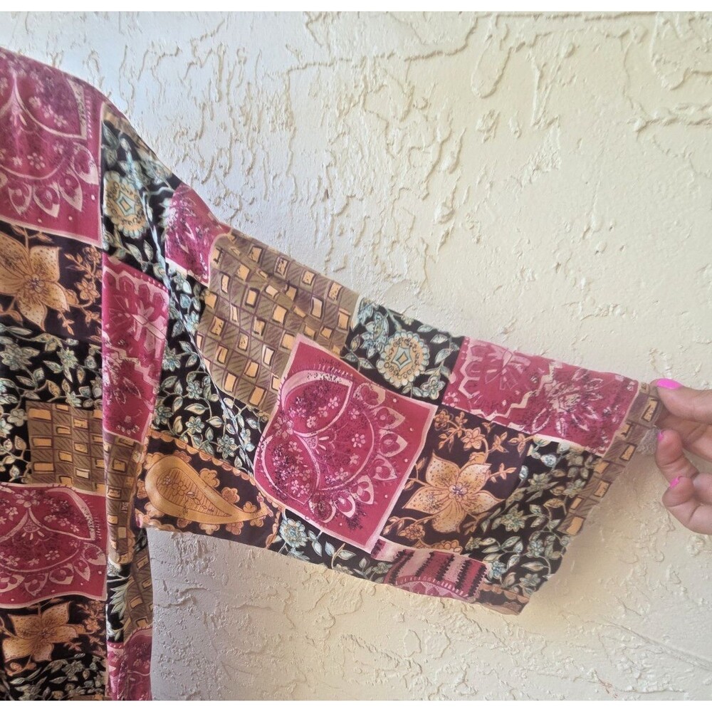 VINTAGE Sophia Morgan WIOR Patchwork Kimono Robe 70S 80S 90S Lounge Cotton Boho - Picture 9 of 14